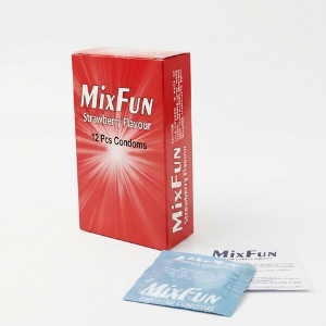 MixFun Strawberry Flavor Condoms– Pack of 12