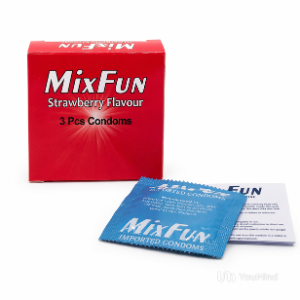 MixFun Strawberry Flavor Condoms– Pack of 3