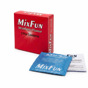 MixFun Strawberry Flavor Condoms– Pack of 3