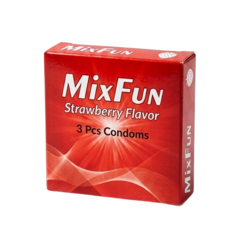 MixFun Strawberry Flavor Condoms– Pack of 3