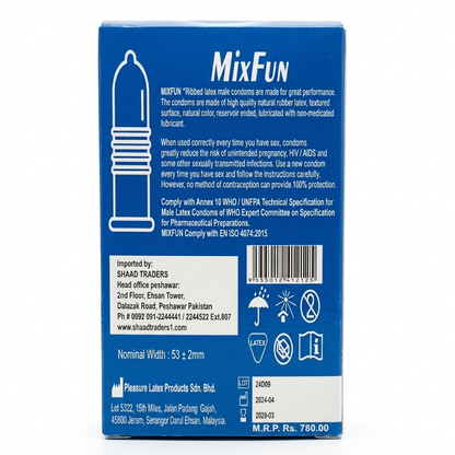 MixFun Ribbed Condoms– Pack of 12