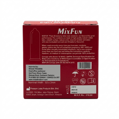MixFun Strawberry Flavor Condoms– Pack of 3