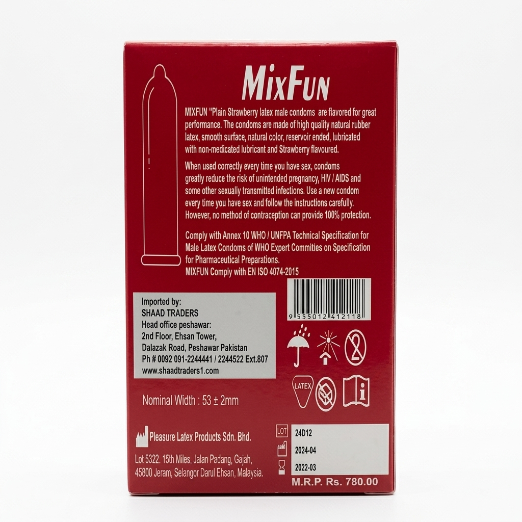 MixFun Strawberry Flavor Condoms– Pack of 12