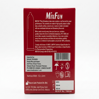 MixFun Strawberry Flavor Condoms– Pack of 12